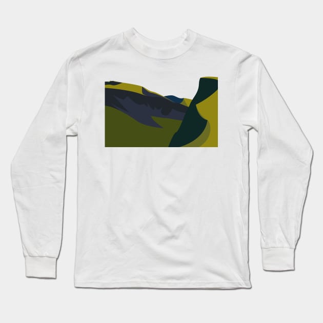 Minimalist Welsh Valley Long Sleeve T-Shirt by StephenWillisArt